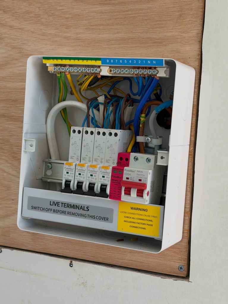 New consumer unit installed with breakers and surge protection