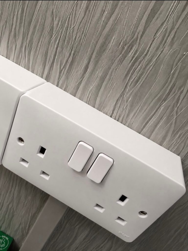 New switched double socket fitted to the wall